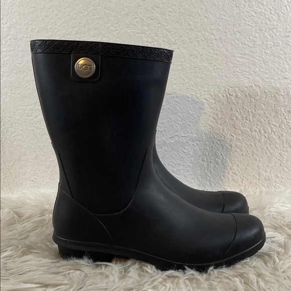 UGG Sienna Matte Rain Rubber Boots Slip On Black 1100510 Size 9 Warm & Cozy NEW - Picture 5 of 15